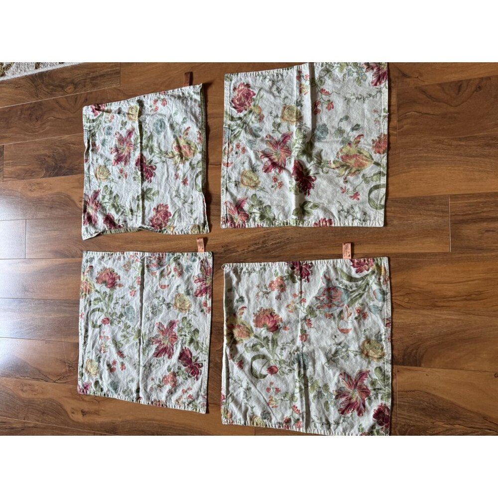Great Finds Reversible Floral & Plaid  Rustic Design  Dinner Napkins Set Of 4
